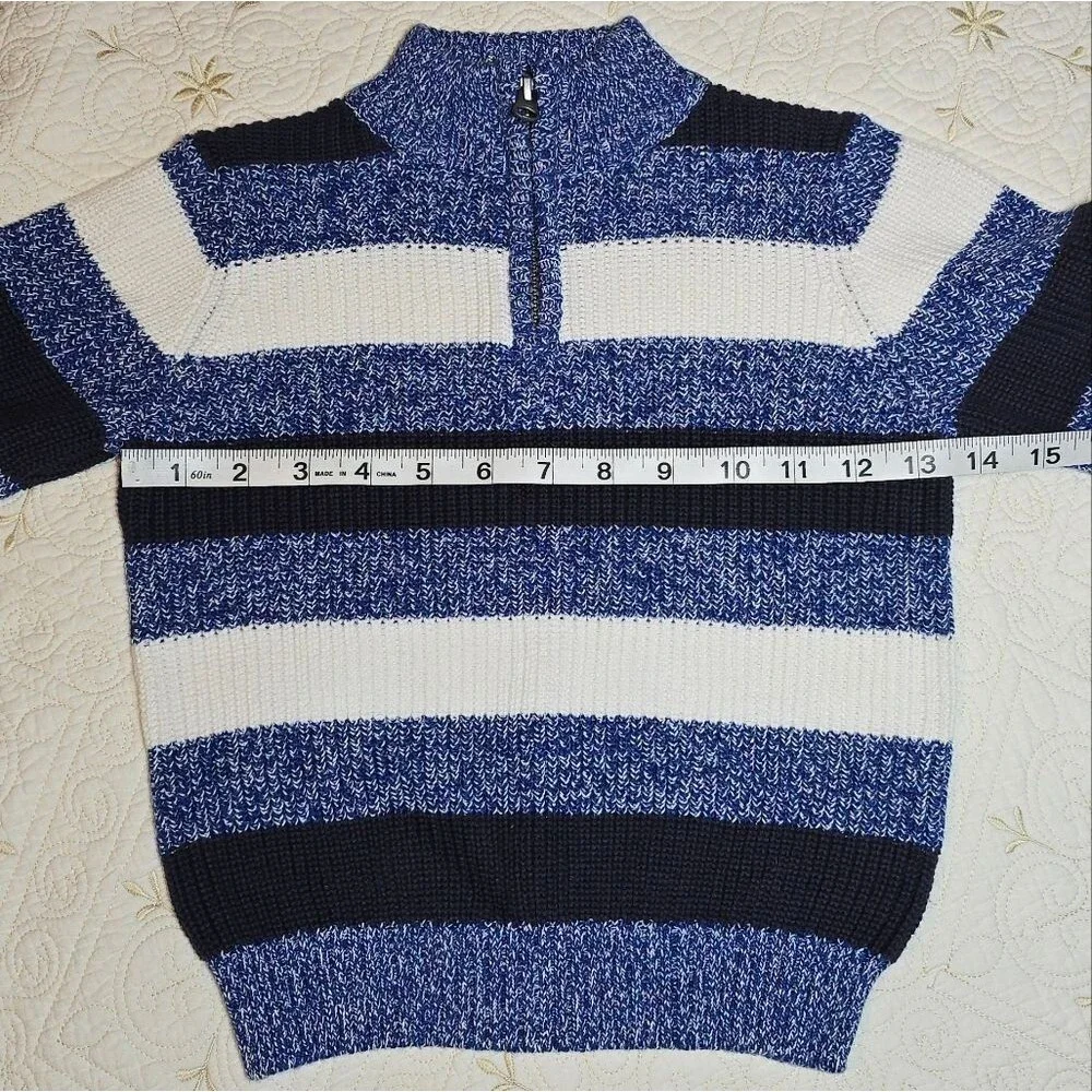 OshKosh B'gosh Blue and White Striped Sweater Size 4T Cozy Cotton